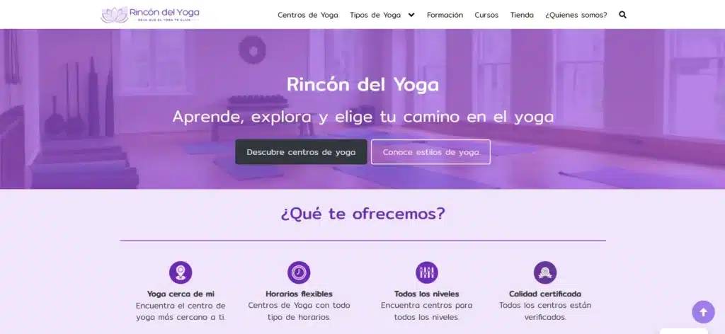 Captura de pantalla web Rincon del Yoga