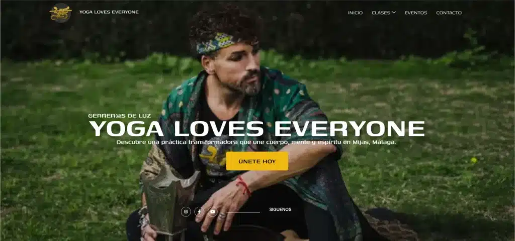 Captura de pantalla web yoga loves everyone